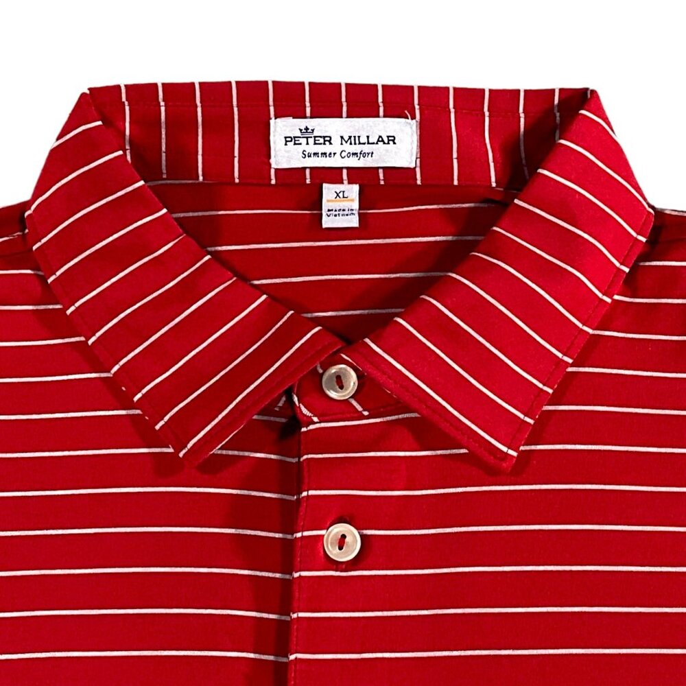 Peter Millar Shirt Mens XL Red White Stripe Jersey Comfort Performance Golf - Picture 11 of 16